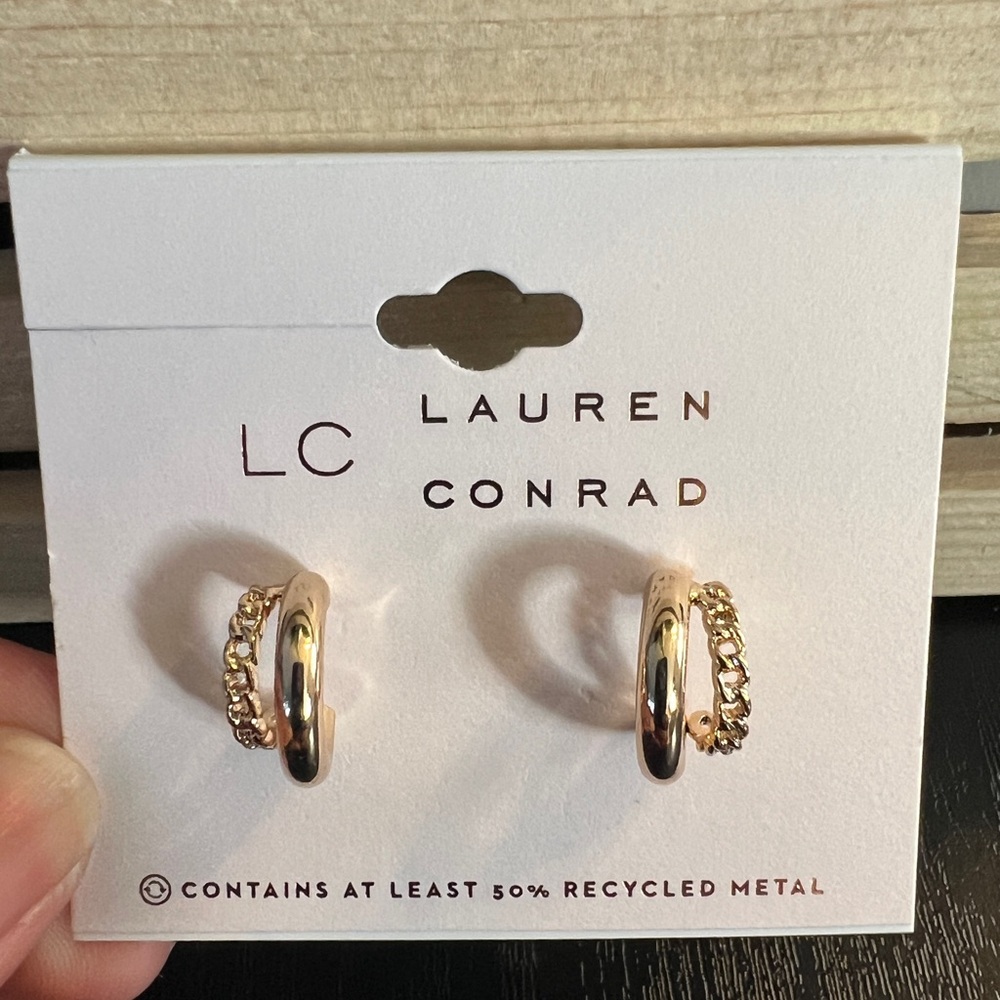 🌸4/$25 LC Lauren Conrad Double Huggie Hoop Earrings - Picture 1 of 3